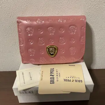 개점 세일 미사용 새상품 새상품급 골드 파일 가죽 로고 접이식 지갑 2