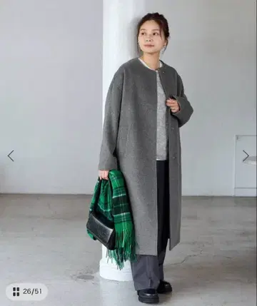 저널 스탠다드 슈퍼 140 비버 노카라 코트 컬러 그레이