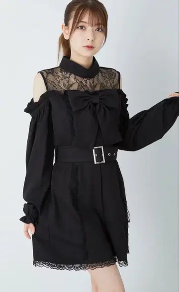 앙크루즈 빅 리본 콤비 원피스