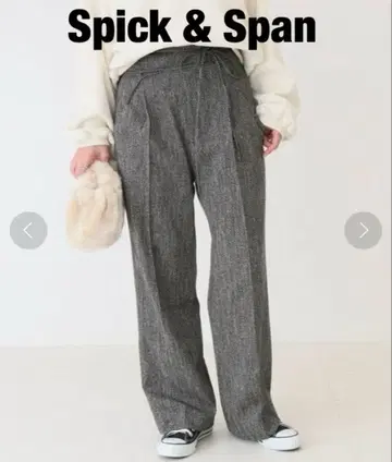 가격 인하! Spick & Span 체로키 트위드 하이 배기 팬츠