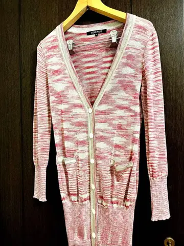 미사용 솔로 플러스 라메 롱 가디건