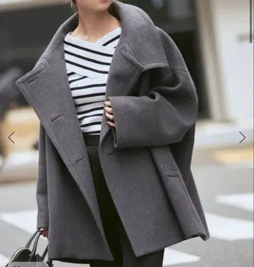 2025년 택 포함 미사용 새상품 NOBLE 스탠드 카라 오버코트 그레이