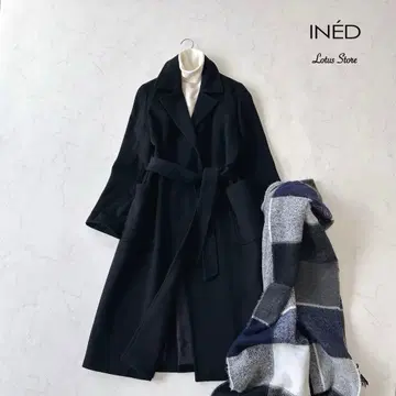 새상품급 INED 캐시미어 100% 롱 코트 벨트 포함 고급 아우터