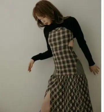 andmary 안나 체크 드레스 정품