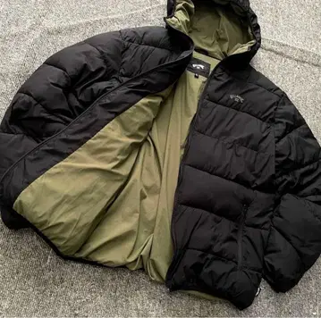 [울트라 웜] BILLABONG 후드 부착 다운 자켓 블랙X 카키 XL