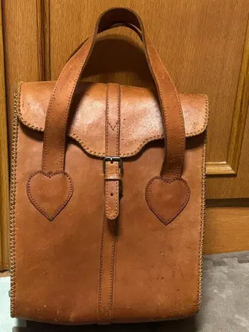 천연 가죽 토트백 브라운