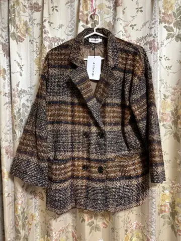 체크 무늬 자켓 코트