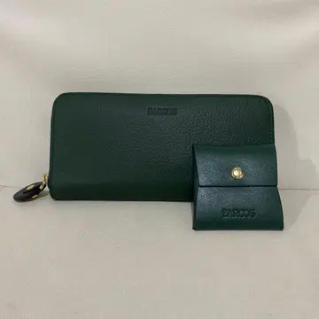 BARCOS제 그린 가죽 장지갑과 동전 지갑 세트
