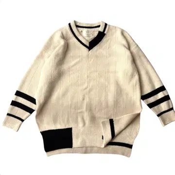 30 THIRTY 울 V넥 칼리지 니트 아이보리 1%