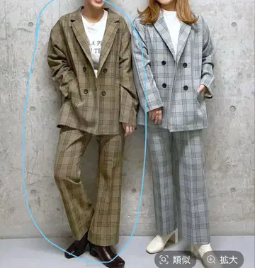 LOWRYS FARM 라나테크 다기능 플레어 팬츠 더블 자켓 체크