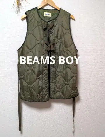 BEAMS BOY 빔즈 보이 퀼팅 베스트 카키