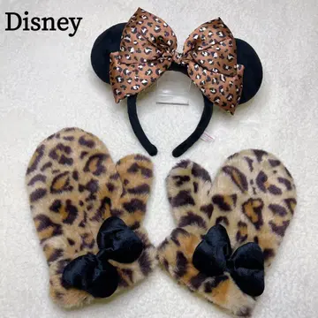 Disney 디즈니 미니 머리띠 레오파드 무늬 미튼 장갑 세트