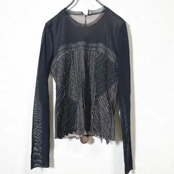 히로코코시노 여성용 긴팔 티셔츠 블랙 비침 시어 사이즈 38