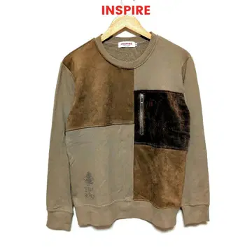 인스파이어 크루넥 트레이닝복 맨투맨 패치워크 베이지 브라운