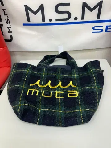 muta marine 체크 무늬 토트백