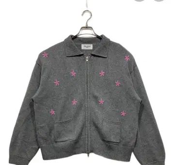 tina jojun 티나 플라워 지퍼 니트 그레이