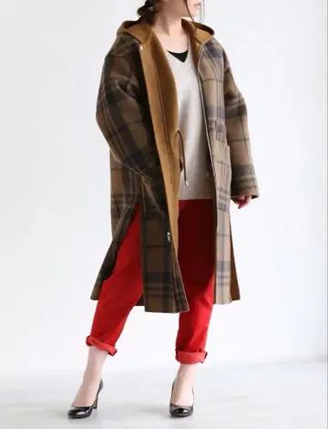 투모로우랜드 macpee 더블 페이스 울 모즈 코트 리버서블