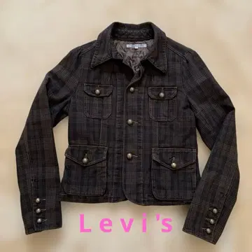 새상품 Levi's 체크 무늬 코튼 자켓 다크 브라운
