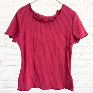 SHEIN 쉬인 크롭 기장 T셔츠 반팔 보르도 프릴