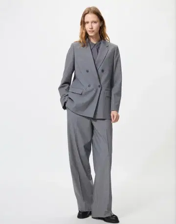 유니클로 더블 자켓, 스마트 앵글 팬츠 셋업 그레이