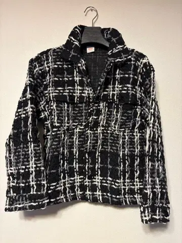 [ 새상품 ] 한국 스타일 화이트 블랙 체크 무늬 자켓