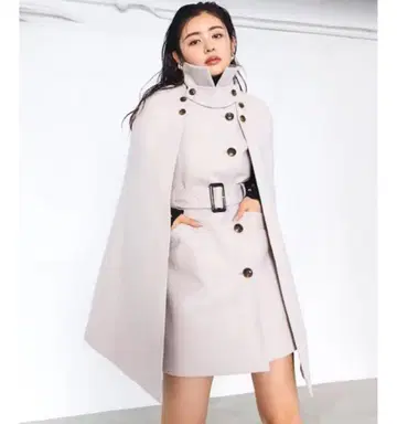 레이디 아젤 케이프 코트 벨트 포함 아우터 2way 화이트