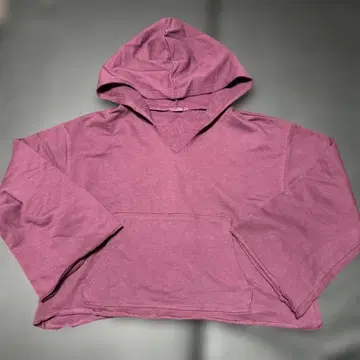 퍼플 후드 부착 크롭 후드티