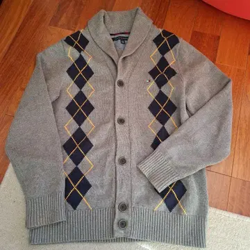 TOMMY HILFIGER 아가일 가디건 XL 그레이