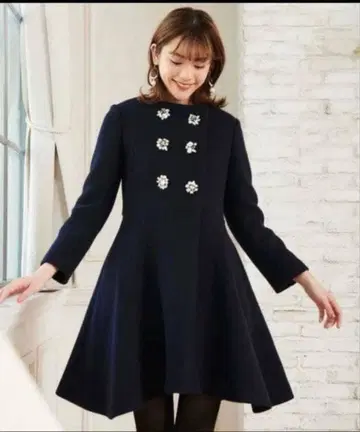 31Sons de mode 이중직 비버 핏앤플레어 코트 38 네이비