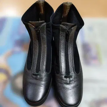 DEL MAR 블랙 가죽 스웨이드 숏부츠 22.5cm