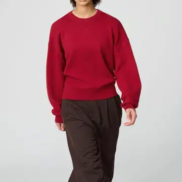 유니클로C 스무스 코튼 크루넥 스웨터 15 레드 M 사이즈