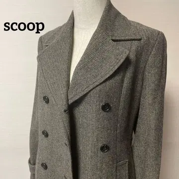 SCOOP 헤링본 롱 코트