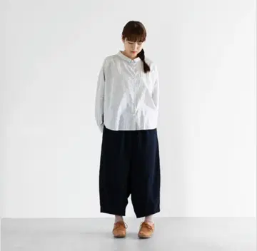 HUIS 엔슈 직물 511 미진 코르 듀얼 사루엘 팬츠 다크 네이비