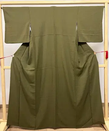 B 기모노 편안함 이로무지 카키 순수 실크 이중 기모노 기모노 K19