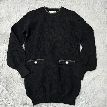 미셸 마카롱 블랙 니트 스웨터 미니 원피스