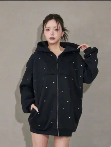 Darich DD 로고 비쥬 지퍼 후드티