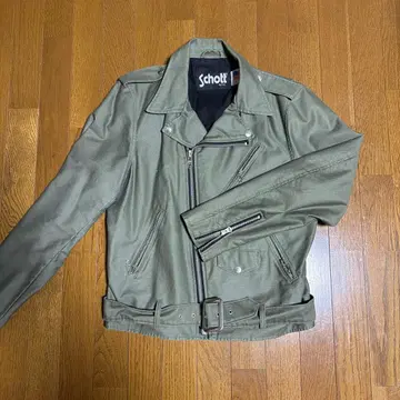 Schott 올리브 그린 더블 라이더 자켓