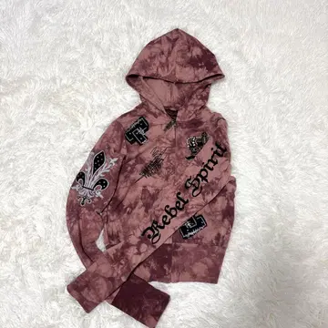 레어 RebelSpirit 레벨 스피릿 후드티 y2k 자수 핑크