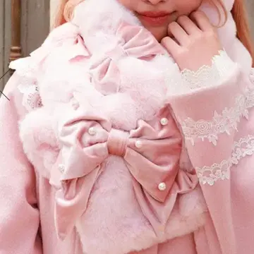 Chalmiere 트리플 리본 머플러 핑크 kawaii