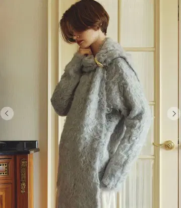 Aimeine 메인 샤기 모헤어 가디건 그레이