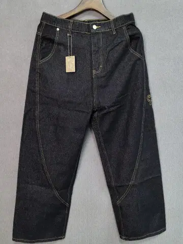 Mertra 데님 다크 데님 와이드 실루엣 팬츠 로고 자수 포함