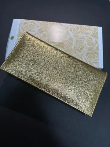 [미사용 새상품] 국화 문장 장식 장지갑 골드