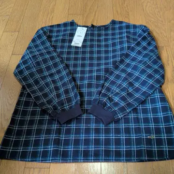 네이비 계열 체크 무늬 긴팔 셔츠 L 사이즈