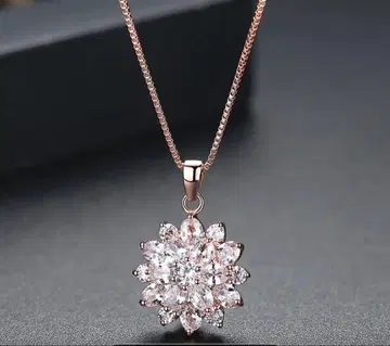 한국 스타일 썬플라워 목걸이 로즈 골드