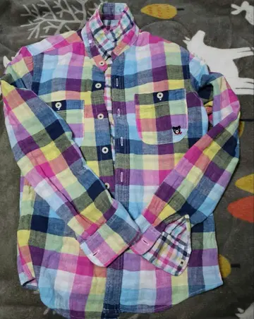 컬러풀 체크 무늬 긴팔 셔츠 더블B