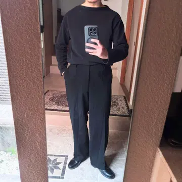 1940s 독일 울 와이드 슬랙스 블랙 유로 빈티지