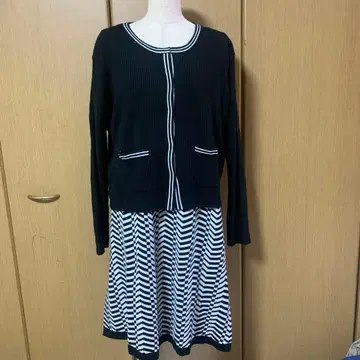 가디건과 니트 원피스 셋업