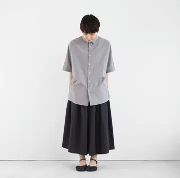 HUIS 엔슈 직물 U402 부드러운 코튼 롱 스커트 다크 그레이