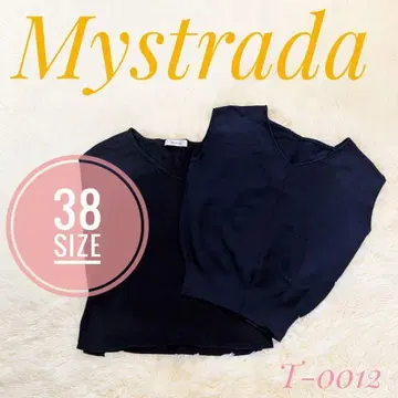 [ 새상품급 ] 마이 스트라다 슬리브리스 2장 세트 니트 네이비 블랙