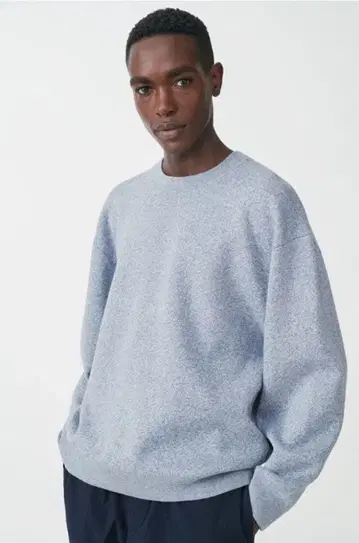 COS COS 코튼&울 오버 사이즈 니트 라이트 블루 멜란지 S